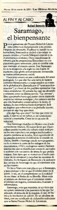 Saramago, el bienpensante  [artículo] Rafael Gumucio.