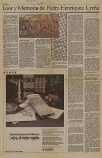 Loor y memoria de Pedro Henríquez Ureña  [artículo] Enrique Lafourcade.