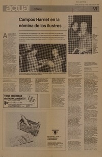 Campos Harriet en la nómina de los ilustres  [artículo] E. Bello Z.