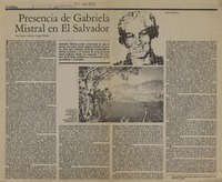 Presencia de Gabriela Mistral en El Salvador  [artículo] Jaime Alberto López Nuila.