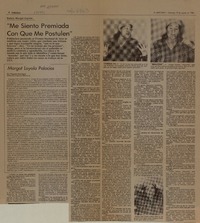 "Me siento premiada con que me postulen"  [artículo] Eugenio Rodríguez.