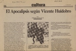 El apocalipsis según Vicente Huidobro  [artículo] Jorge Edwards.