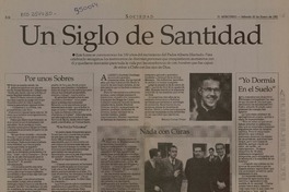 Un siglo de santidad  [artículo] Mónica Cuevas Urízar