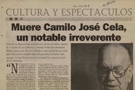Muere Camilo José Cela, un notable irreverente  [artículo]