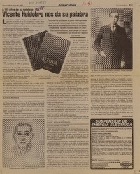 Vicente Huidobro nos da su palabra  [artículo] Amparo Rogel.