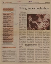 Tres grandes poetas de hoy  [artículo] Jéssica Atal.