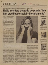 Habla escritora acusada de plagio: "Me han crucificado social y literariamente"  [artículo] Andrés Gómez Bravo.