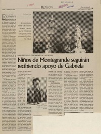 Niños de Montegrande seguirán recibiendo apoyo de Gabriela  [artículo]_ Sergio Majul.