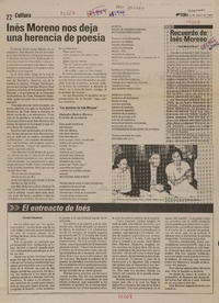 Inés Moreno nos deja una herencia de poesía.  [artículo]_