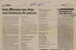 Inés Moreno nos deja una herencia de poesía.  [artículo]_