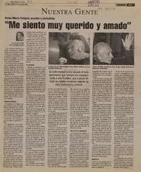 Me siento muy querido y amado"  [artículo] Cecilia Osorio.