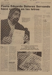 Poeta Eduardo DOlores Servando hace camino en las letras.  [artículo]