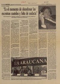 Es el momento de abandonar las excesivas cautelas y falta de audacia : [entrevista] [artículo] Homero Sepúlveda Pérez.