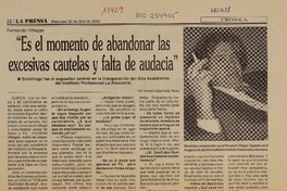 Es el momento de abandonar las excesivas cautelas y falta de audacia : [entrevista] [artículo] Homero Sepúlveda Pérez.