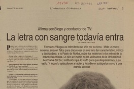 La letra con sangre todavía entra : [entrevista] [artículo] Eduardo Bravo Pezoa.