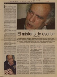 El misterio de escribir : [entrevistas] [artículo] Edurado Bravo.