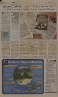 Alvaro Corbalán, desde "Punta Peuco Dos" ex CNI condenado a cadena perpetua cuenta su historia [artículo] : Raquel Correa.