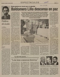 Baldomero Lillo descansa en paz.  [artículo]