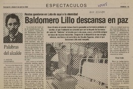 Baldomero Lillo descansa en paz.  [artículo]
