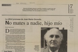 La difícil promesa de José María Gironella. No mates a nadie, hijo mío  [artículo] Ricardo Hepp Kuschel.