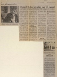 Premio Nobel Literatura para V. S. Naipaul.  [artículo]
