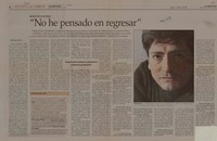 No he pensado en regresar"  [artículo] Marilú Ortiz de Rozas.