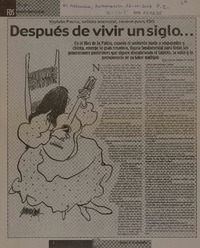 Después de vivir un siglo... Violeta Parra, Artista esencial, revive para FDS [artículo] : Víctor Bórquez Núñez.