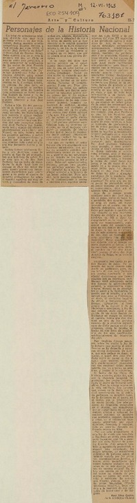 Personajes de la Historia Nacional  [artículo] Raúl Silva Castro.