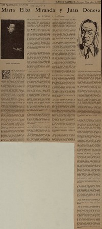 Marta Elba Miranda y Juan Donoso  [artículo] Ricardo A. Latcham.