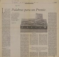 Palabras para un Premio  [artículo] Alejandro Rossi.