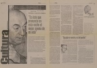 "Es éste que pronuncio en esta noche el mejor poema de mi vida"  [artículo] Ana Muga.