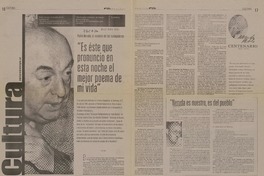 "Es éste que pronuncio en esta noche el mejor poema de mi vida"  [artículo] Ana Muga.