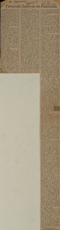 Fernando Santiván en Panorama  [artículo] Raúl Silva Castro.