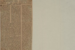 A Proposito del cuento en Chile y de las antologías  [artículo]