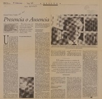 Presencia o ausencia  [artículo] Juan Antonio Muñoz H.
