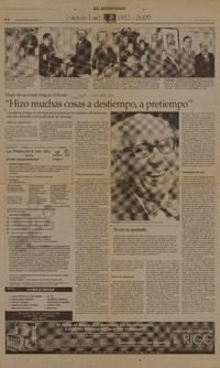 Hizo muchas cosas a destiempo, a pretiempo"  [artículo] Nicolás Luco [y] Ingrid Olavarría M.