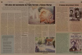 100 años del nacimiento de Pablo Neruda y Romeo Murga  [artículo] Tussel Caballero.