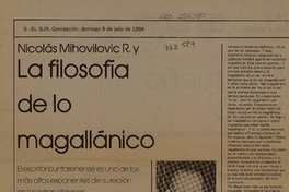 La filosofía de lo magallánico  [artículo] Mario Alarcón Berney.