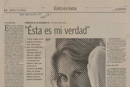 Ésta es mi verdada"  [artículo] Cecilia Valdés Urrutia.
