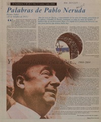 Palabras de Pablo Neruda  [artículo] María Teresa Larraín.