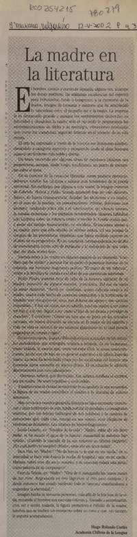 La madre en la literatura  [artículo] Hugo Rolando Cortés.