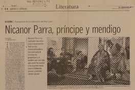 Nicanor Parra, príncipe y mendigo  [artículo] Raúl Zurita
