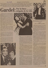 Gardel : por la línea delgada de la vida [artículo].
