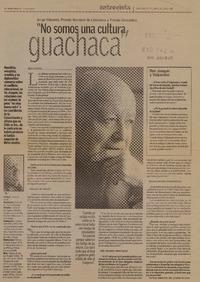 Jorge Edwards, Premio Nacional de Literatura y Premio Cervantes No somos una cultura guachaca [artículo] : Rosa Zamora.