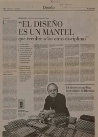 "El diseño es un mantel que recubre a las otras disciplinas" [entrevistas] [artículo] Macarena García G.