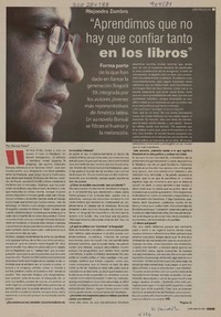 "Aprendimos que no hay que confiar tanto en los libros" (entrevista)  [artículo] Silvina Friera.