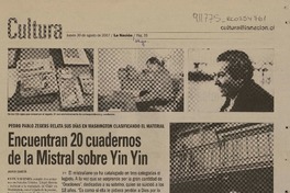 Encuentran 20 cuadernos de la Mistral sobre Yin Yin  [artículo]Javier García.