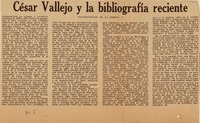 césar Vallejo y la bibliografía reciente  [artículo] Estuardo Núñez.