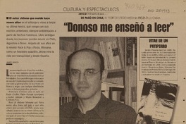 "Donoso me enseñó a leer" (entrevista)  [artículo]Sergio Missana.