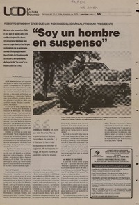 "Soy un hombre en suspenso" (entrevista)  [artículo] Javier García.